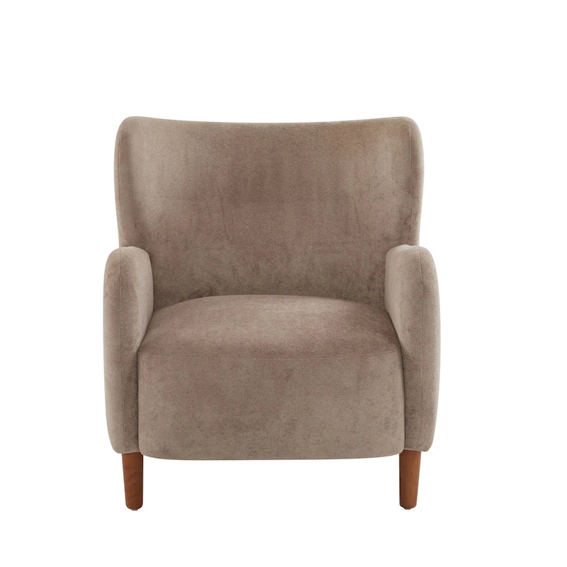 Velvet Upholstered Wingback Club Chair with Solid Wood Legs Blue Brown