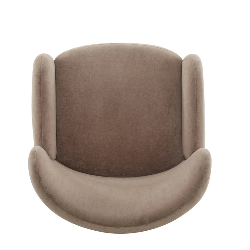 Velvet Upholstered Wingback Club Chair with Solid Wood Legs Blue Brown
