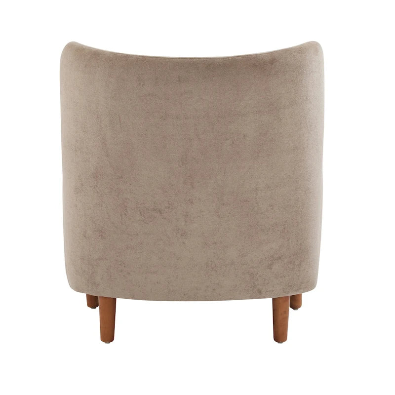 Velvet Upholstered Wingback Club Chair with Solid Wood Legs Blue Brown