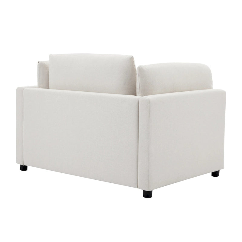 Extra grote accentfauteuil met lendensteun, gestoffeerd met linnen, lichtgrijs