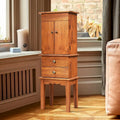Vintage Standing Jewelry Cabinet with Mirror Drawers Brown Wood