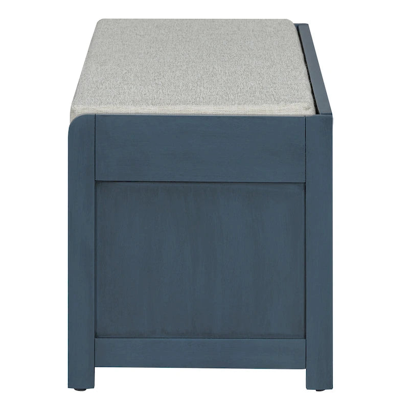 Shutter Slat Entryway Storage Bench with Cushion Seat and Sliding Door, Multi-Color