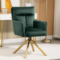 Fauteuil d’appoint pivotant en velours avec retour automatique et piètement en métal doré