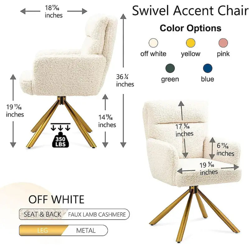 Velvet Swivel Accent Chair with Auto-Return and Gold Metal Base