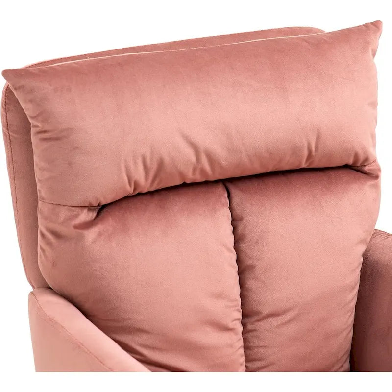 Fauteuil d’appoint pivotant en velours avec retour automatique et piètement en métal doré