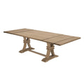 Rustic Beige Rectangular Extension Dining Table with Trestle Base