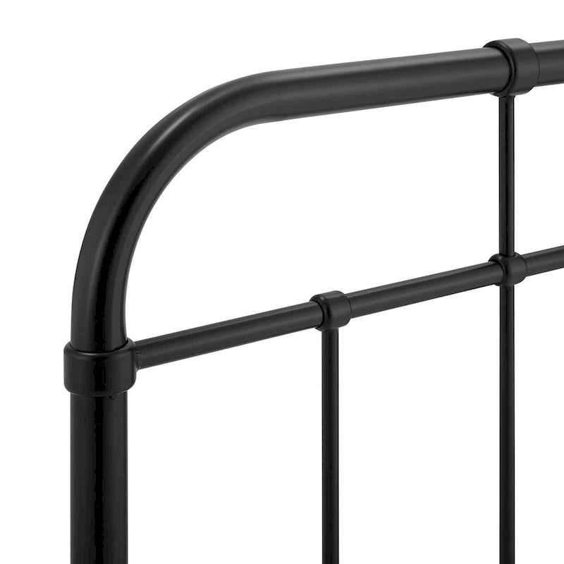 Classic Queen Size Black Metal Headboard with Spindle Detail