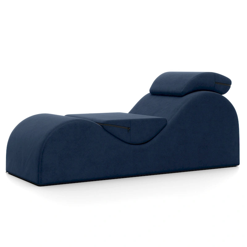 S-Shaped Chaise Lounge Chair with High-Density Foam Core and Removable Headrest