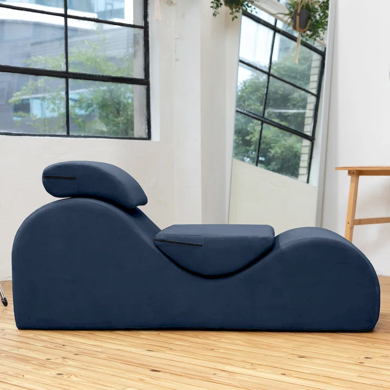 S-Shaped Chaise Lounge Chair with High-Density Foam Core and Removable Headrest