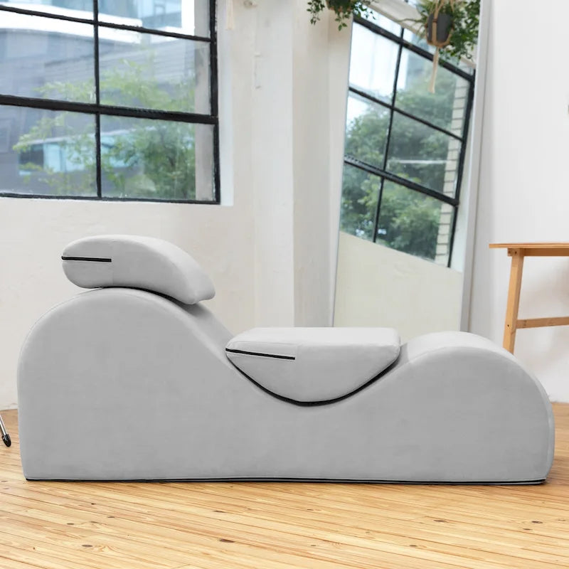 S-Shaped Chaise Lounge Chair with High-Density Foam Core and Removable Headrest