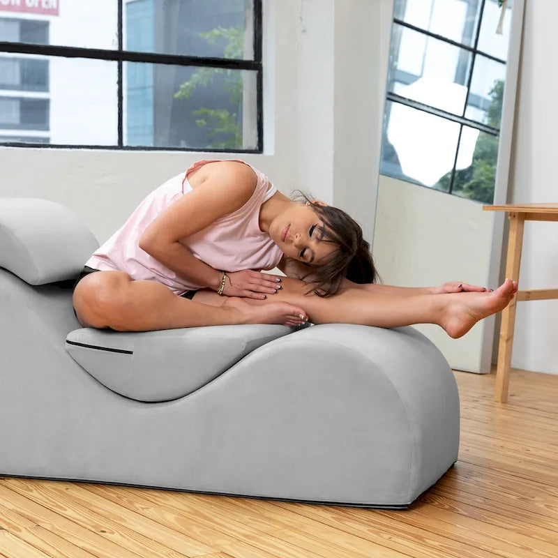 S-Shaped Chaise Lounge Chair with High-Density Foam Core and Removable Headrest
