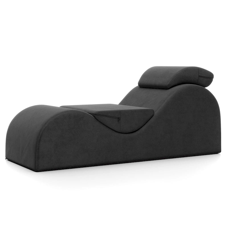 S-Shaped Chaise Lounge Chair with High-Density Foam Core and Removable Headrest