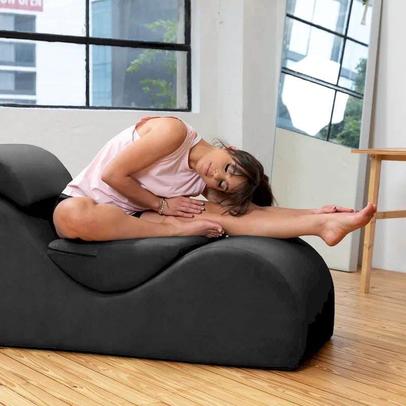 S-Shaped Chaise Lounge Chair with High-Density Foam Core and Removable Headrest