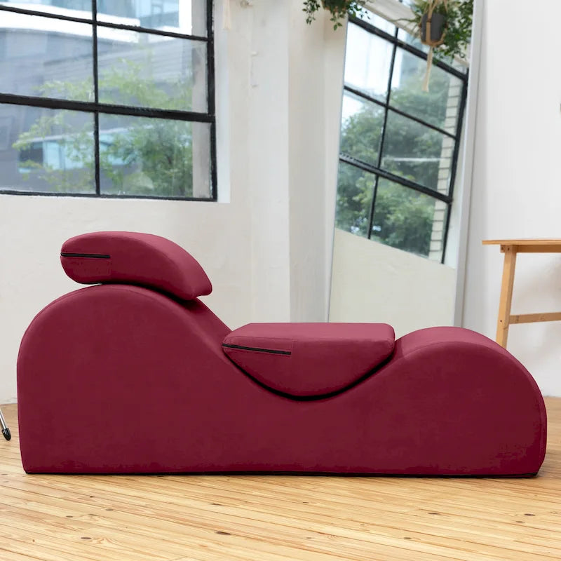 S-Shaped Chaise Lounge Chair with High-Density Foam Core and Removable Headrest