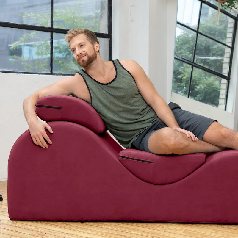 S-Shaped Chaise Lounge Chair with High-Density Foam Core and Removable Headrest