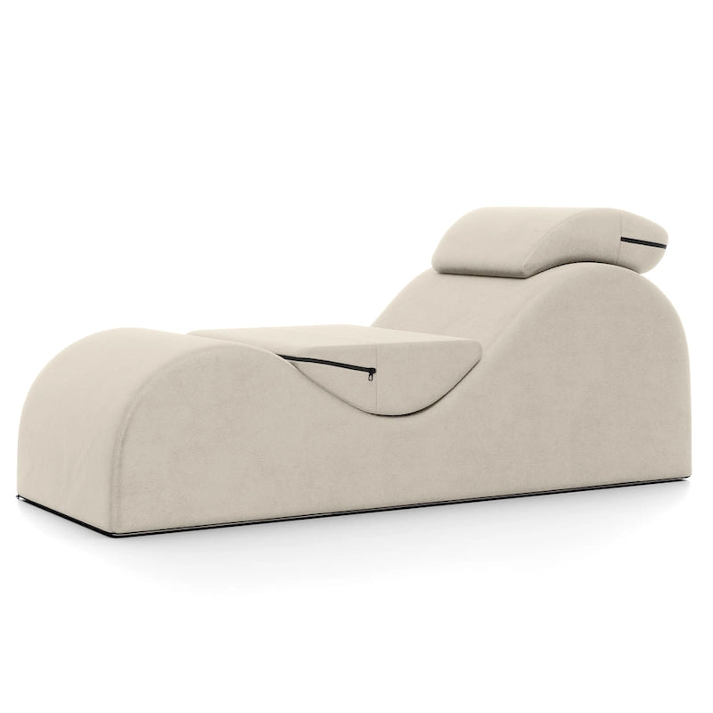 S-Shaped Chaise Lounge Chair with High-Density Foam Core and Removable Headrest