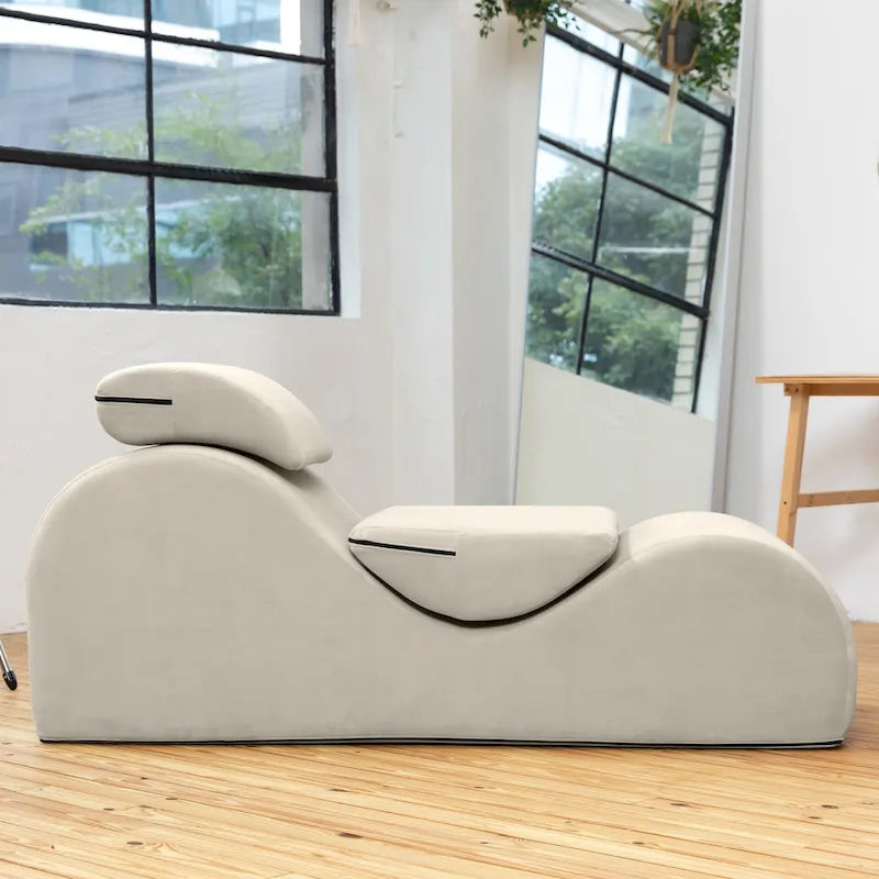 S-Shaped Chaise Lounge Chair with High-Density Foam Core and Removable Headrest