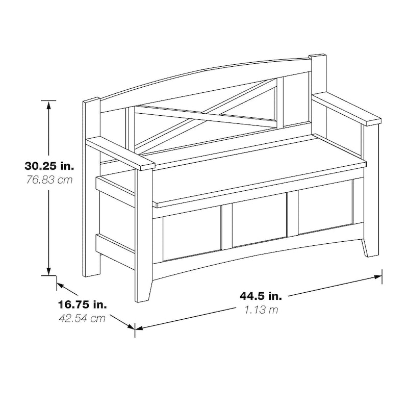 Wood Entryway Storage Bench with Flip-Up Seat and Cross-Back Design