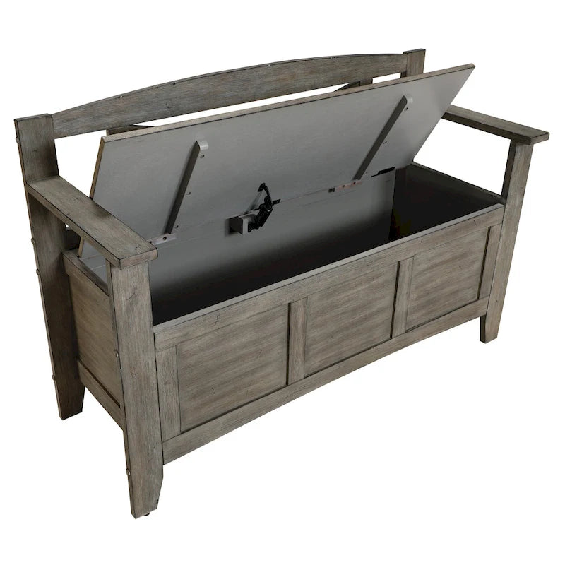 Wood Entryway Storage Bench with Flip-Up Seat and Cross-Back Design