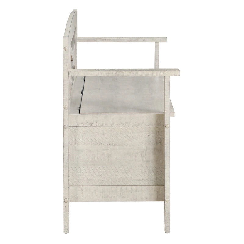 Wood Entryway Storage Bench with Flip-Up Seat and Cross-Back Design