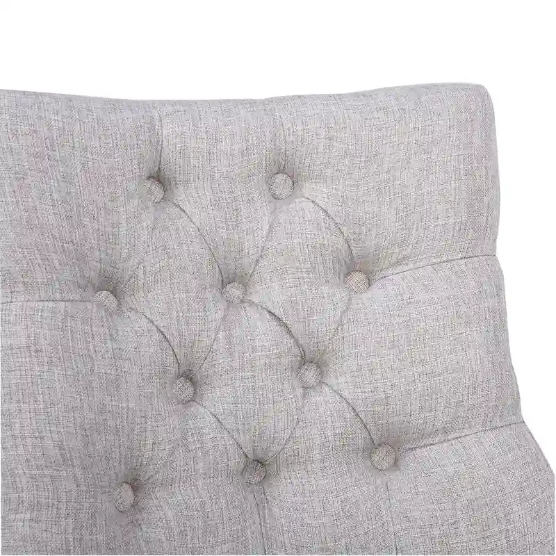 Chaise de salle à manger rembourrée en tissu de lin capitonné, avec clous décoratifs en laiton, beige