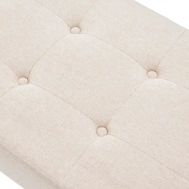 Panca imbottita da ingresso con gambe a X, grigia, bianca e beige