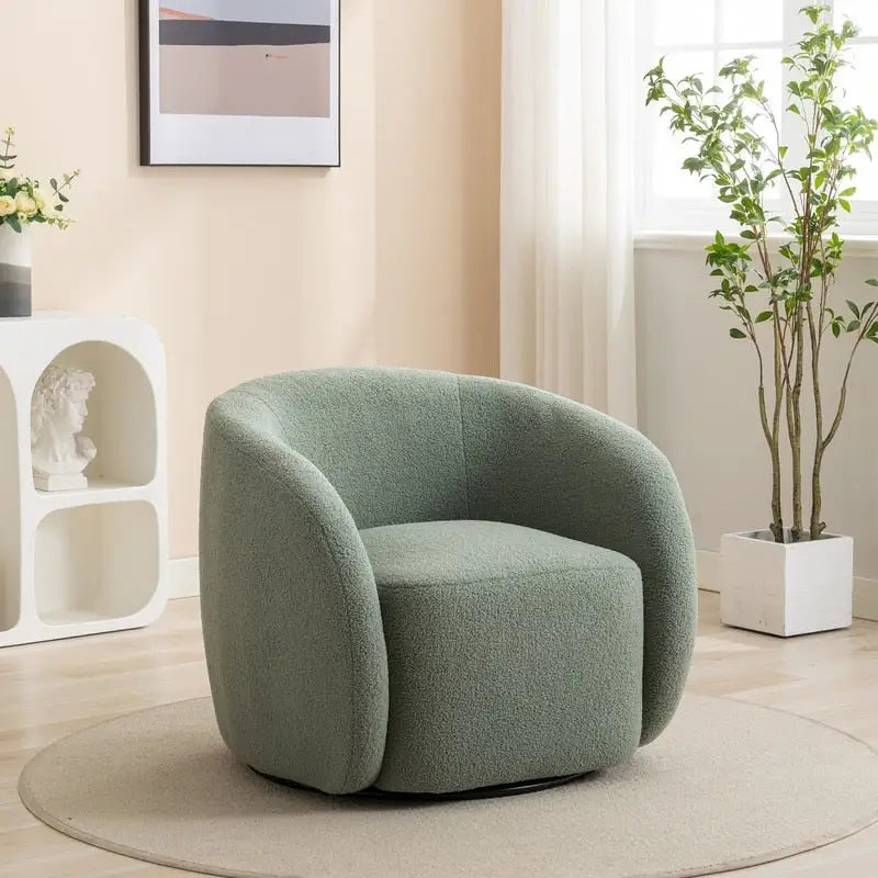 Upholstered Barrel Swivel Accent Armchair with Round Arms, Multi-Color Options