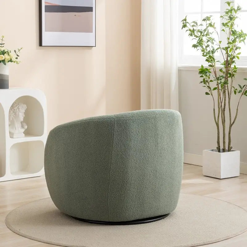 Poltroncina girevole a botte con braccioli arrotondati e rivestimento imbottito, opzioni multicolore