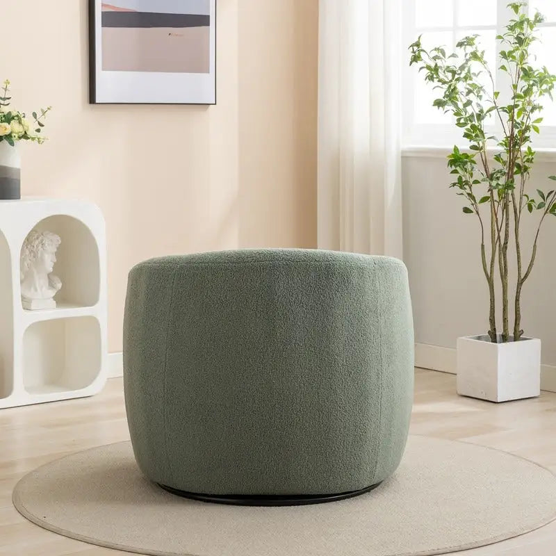 Poltroncina girevole a botte con braccioli arrotondati e rivestimento imbottito, opzioni multicolore