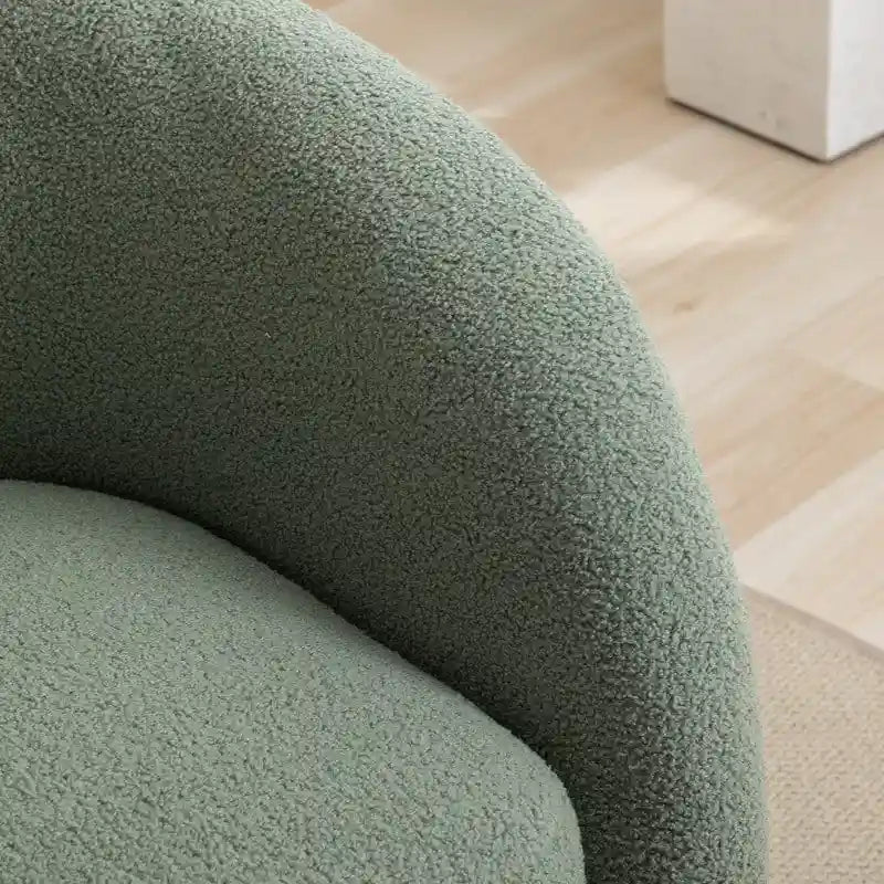 Poltroncina girevole a botte con braccioli arrotondati e rivestimento imbottito, opzioni multicolore