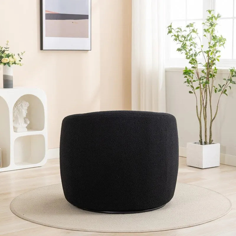 Poltroncina girevole a botte con braccioli arrotondati e rivestimento imbottito, opzioni multicolore