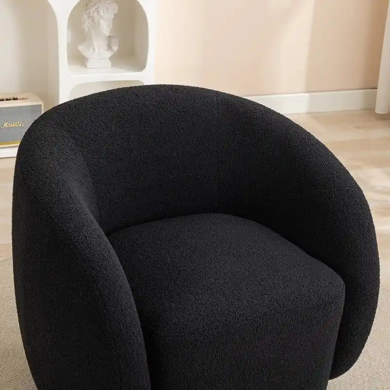 Poltroncina girevole a botte con braccioli arrotondati e rivestimento imbottito, opzioni multicolore