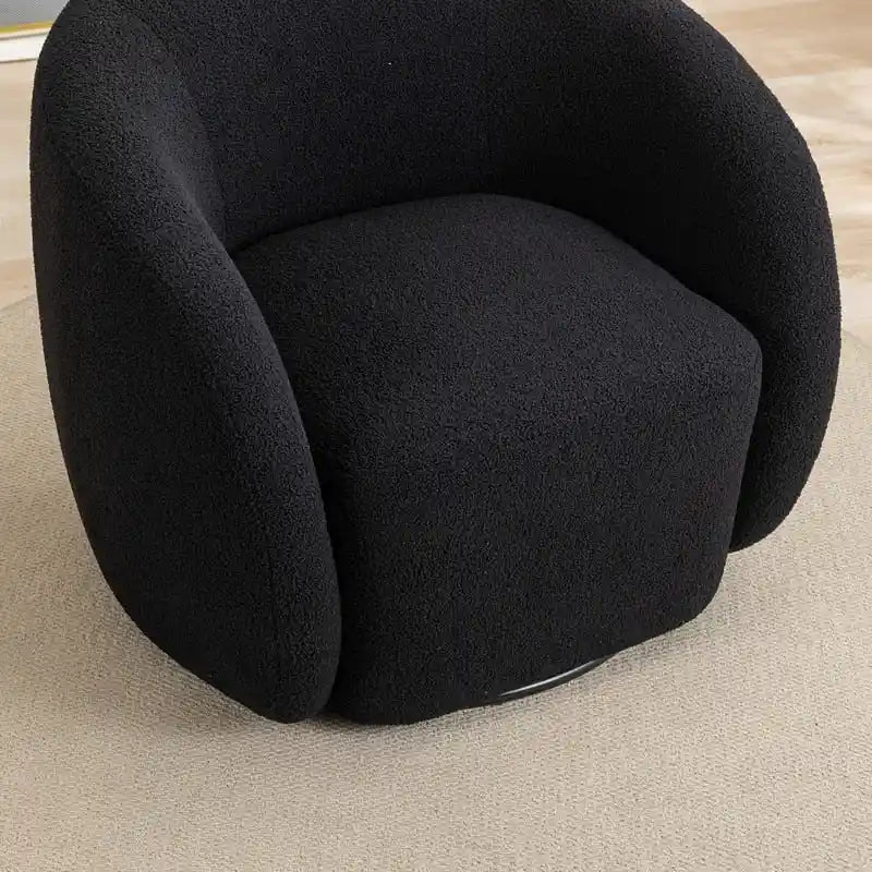 Poltroncina girevole a botte con braccioli arrotondati e rivestimento imbottito, opzioni multicolore