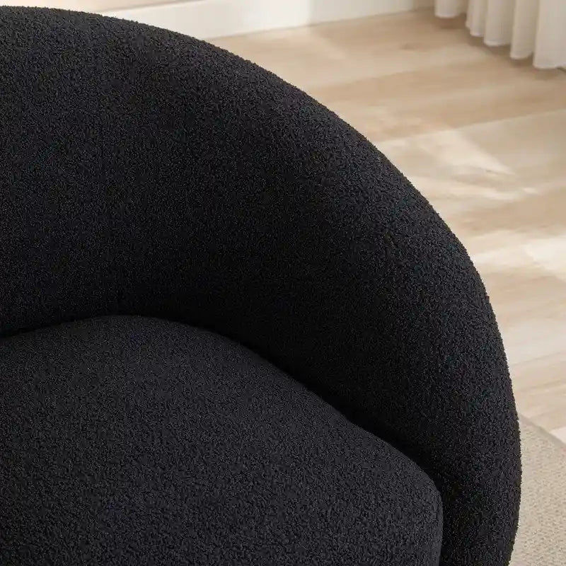 Poltroncina girevole a botte con braccioli arrotondati e rivestimento imbottito, opzioni multicolore