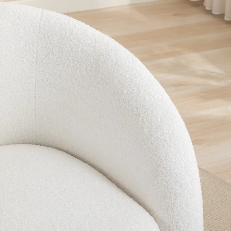 Poltroncina girevole a botte con braccioli arrotondati e rivestimento imbottito, opzioni multicolore