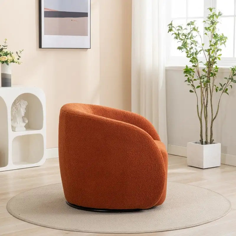 Poltroncina girevole a botte con braccioli arrotondati e rivestimento imbottito, opzioni multicolore