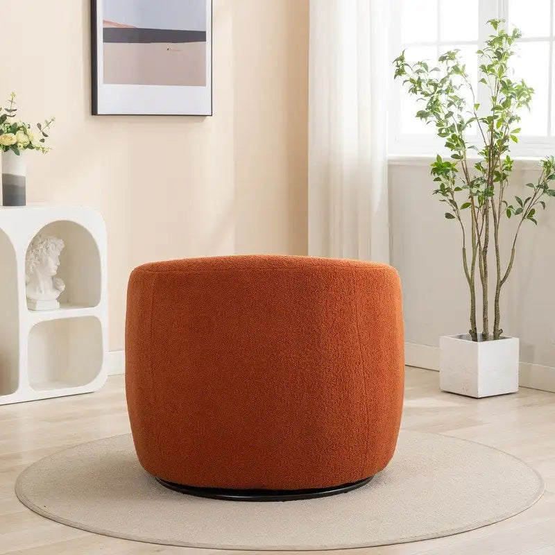 Poltroncina girevole a botte con braccioli arrotondati e rivestimento imbottito, opzioni multicolore
