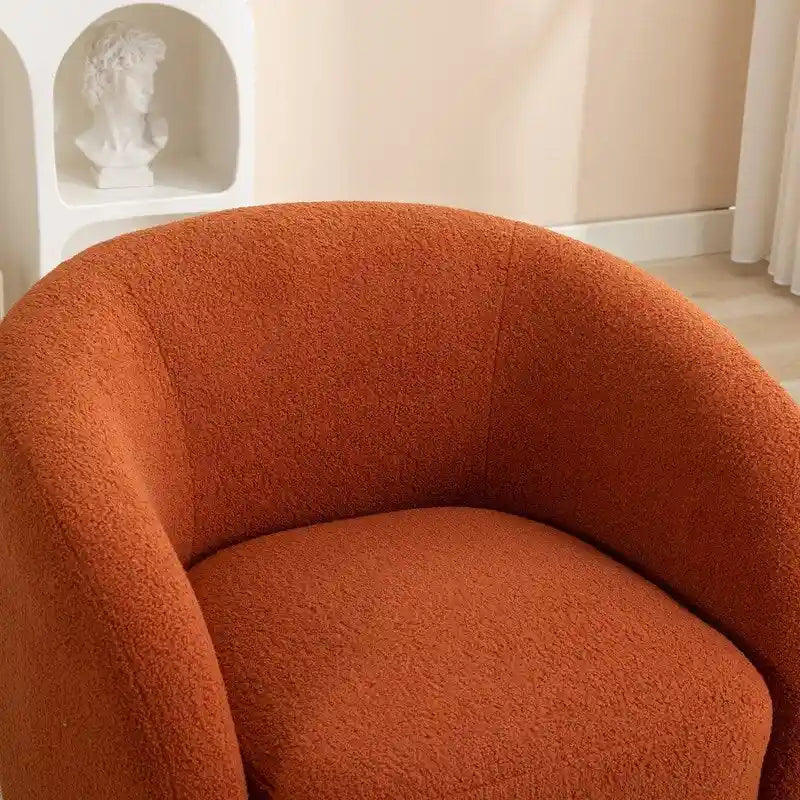 Poltroncina girevole a botte con braccioli arrotondati e rivestimento imbottito, opzioni multicolore