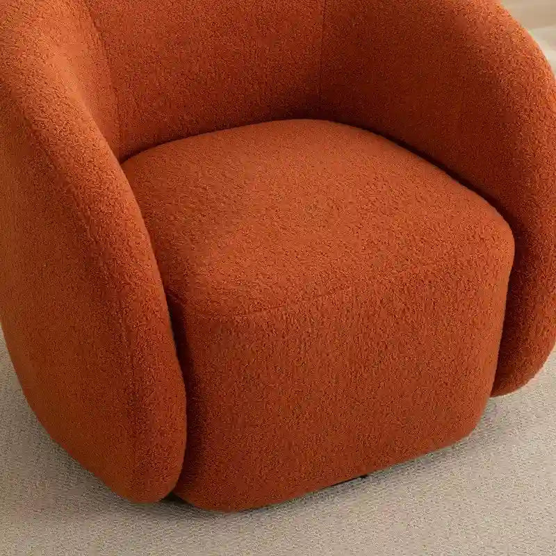 Poltroncina girevole a botte con braccioli arrotondati e rivestimento imbottito, opzioni multicolore