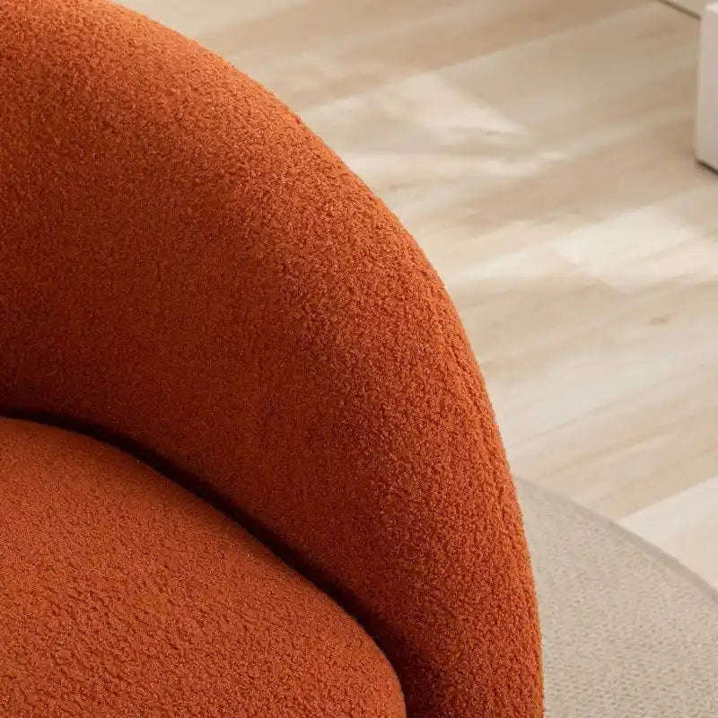 Poltroncina girevole a botte con braccioli arrotondati e rivestimento imbottito, opzioni multicolore