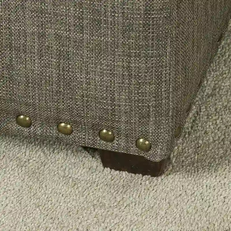 Quadratischer getufteter Stoffhocker mit abnehmbarem Tablettdeckel, blau