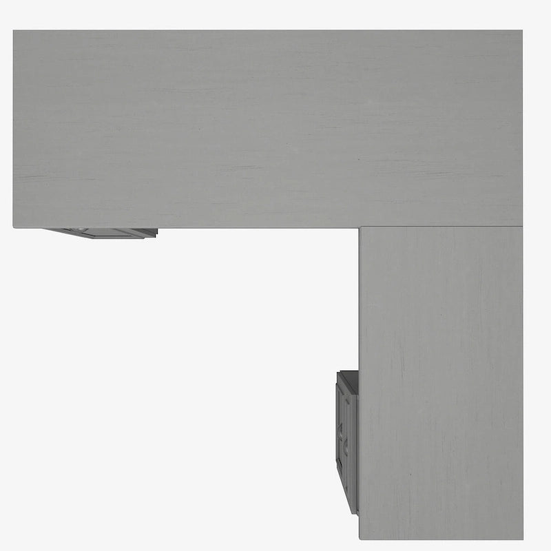 Bureau d’angle en L avec tiroirs, placard et espace de rangement, gris Cape Cod