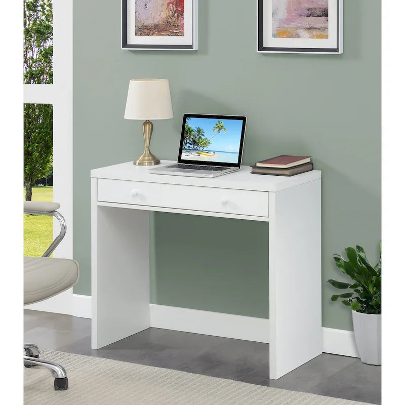Bureau d’écriture moderne et minimaliste à tiroir unique, blanc, expresso ou noir