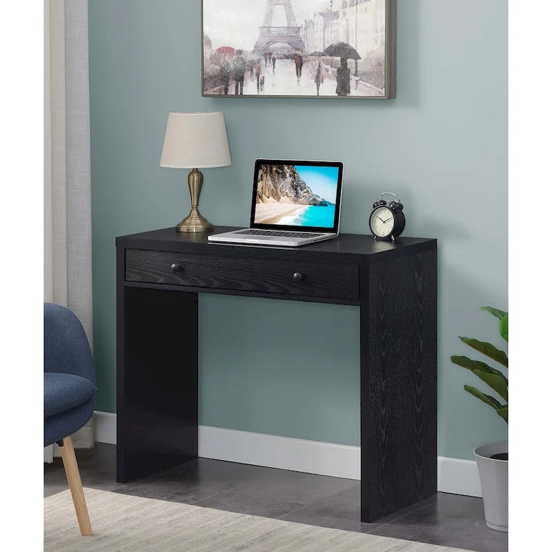 Modern Minimalist Single Drawer Writing Desk in White, Espresso or Black