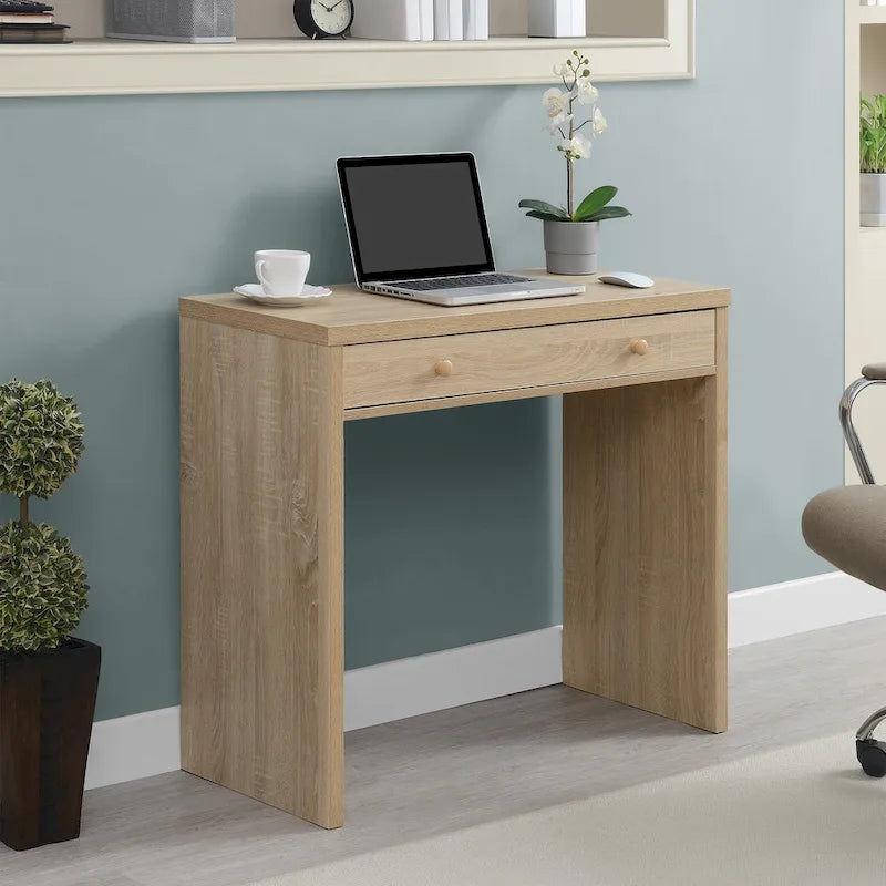 Bureau d’écriture moderne et minimaliste à tiroir unique, blanc, expresso ou noir