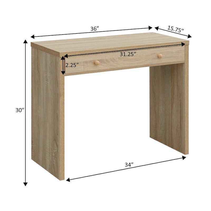 Bureau d’écriture moderne et minimaliste à tiroir unique, blanc, expresso ou noir
