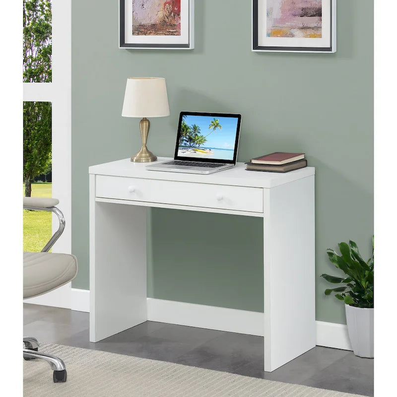 Bureau d’écriture moderne et minimaliste à tiroir unique, blanc, expresso ou noir