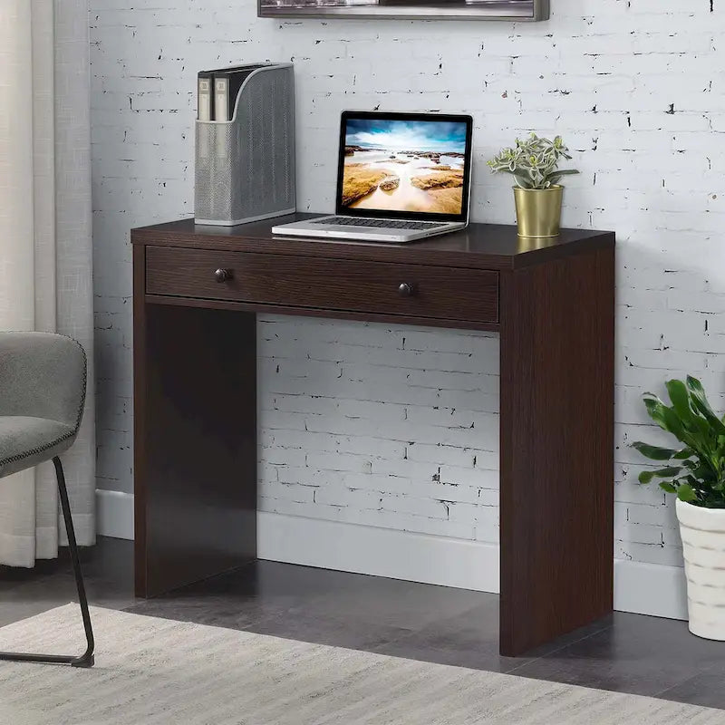 Bureau d’écriture moderne et minimaliste à tiroir unique, blanc, expresso ou noir