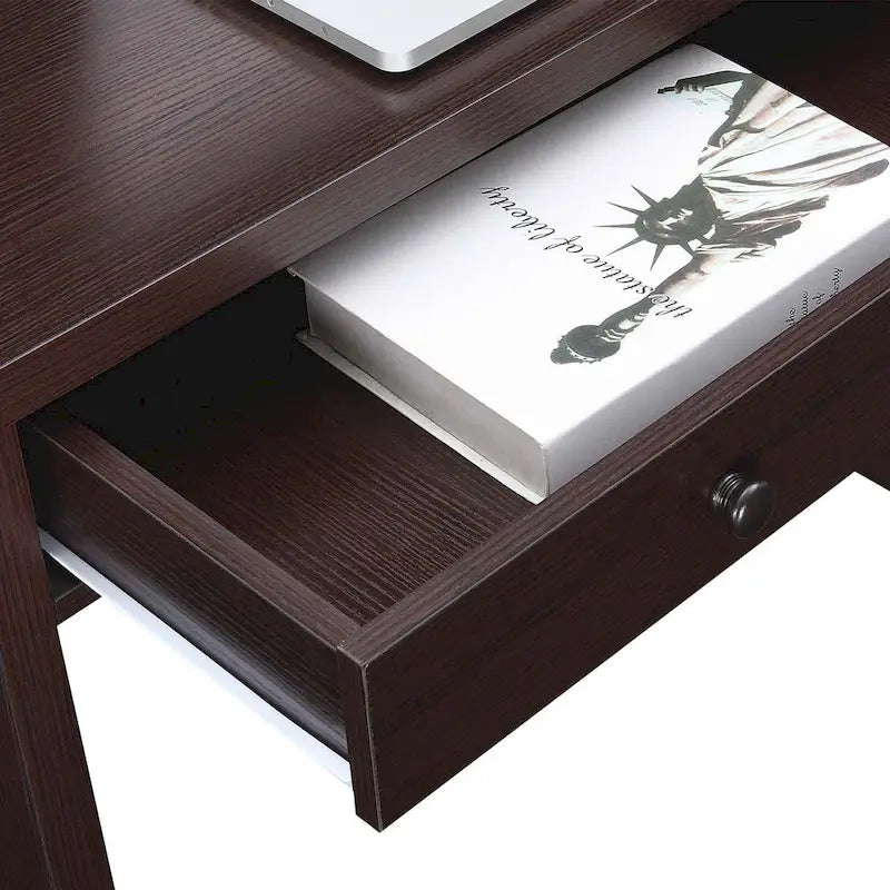 Bureau d’écriture moderne et minimaliste à tiroir unique, blanc, expresso ou noir