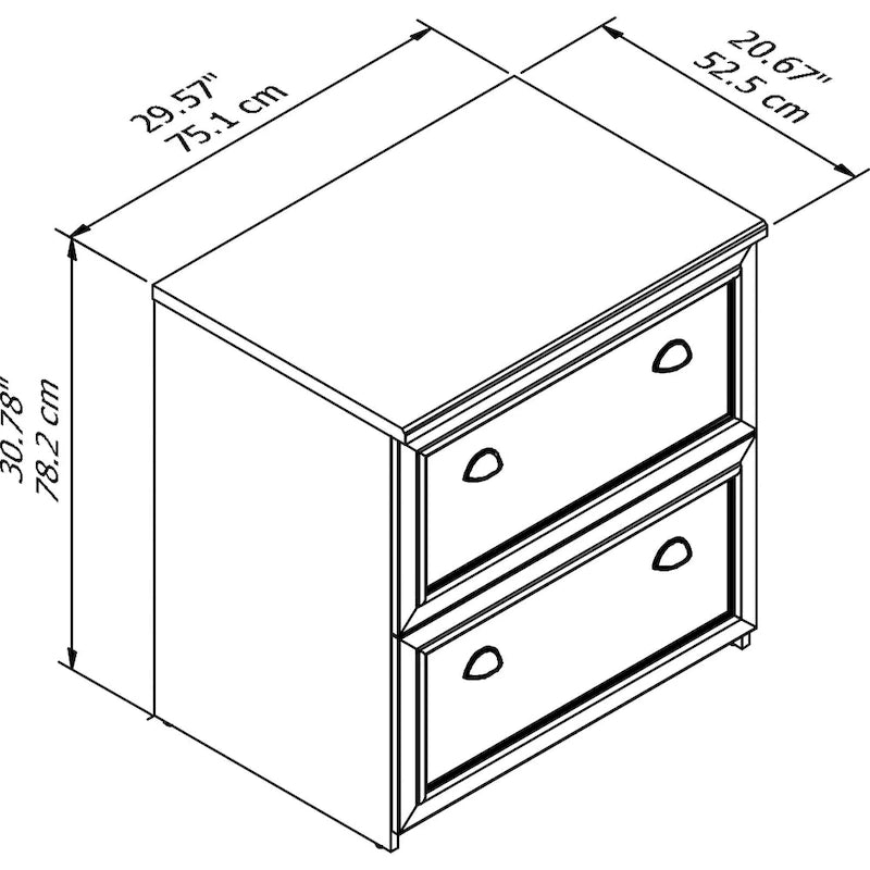 2-Drawer Lateral File Cabinet with Wood Top Off-White Farmhouse Style
